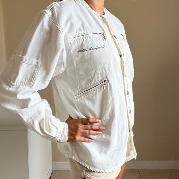 Harley-Davidson White Button Up Long Sleeve Shirt Jacket Women's Size M - Picture 15 of 15